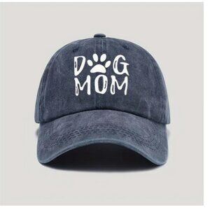 "Dog Mom" Baseball Cap in Faded Navy Blue NWT